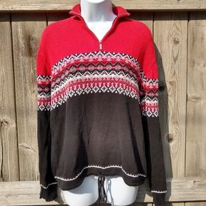 Liz Claiborne Fair Isle Sweater 1/4 Zip Sz M